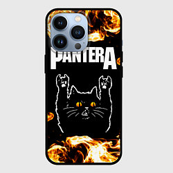 Чехол для iPhone 13 Pro Pantera рок кот и огонь, цвет: 3D-черный