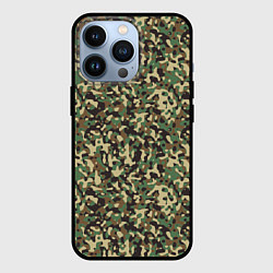 Чехол для iPhone 13 Pro Камуфляж Woodland мелкий, цвет: 3D-черный