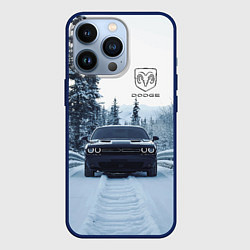Чехол для iPhone 13 Pro Dodge in winter forest, цвет: 3D-тёмно-синий