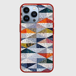 Чехол для iPhone 13 Pro Каменный разноцветный паттерн, цвет: 3D-красный