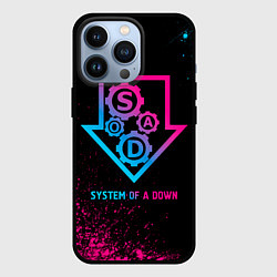 Чехол для iPhone 13 Pro System of a Down - neon gradient, цвет: 3D-черный