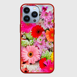 Чехол для iPhone 13 Pro Colorful chrysanthemums, цвет: 3D-красный