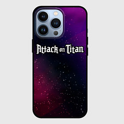 Чехол для iPhone 13 Pro Attack on Titan gradient space, цвет: 3D-черный
