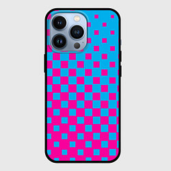 Чехол для iPhone 13 Pro Фиолетовые и синие квадратики, цвет: 3D-черный