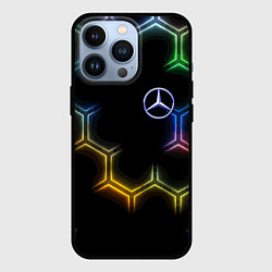 Чехол для iPhone 13 Pro Mercedes - neon pattern, цвет: 3D-черный