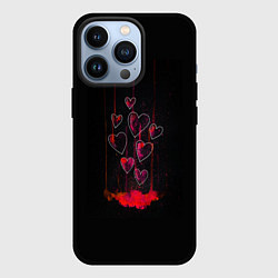 Чехол для iPhone 13 Pro Сердца, истекающие кровью, цвет: 3D-черный