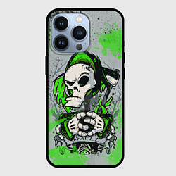 Чехол для iPhone 13 Pro Slipknot скелет green, цвет: 3D-черный