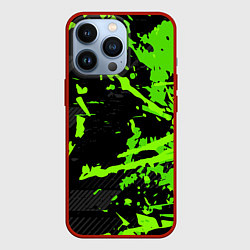 Чехол для iPhone 13 Pro Black & Green, цвет: 3D-красный