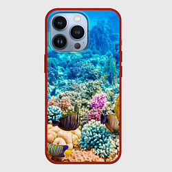 Чехол для iPhone 13 Pro Дно морское, цвет: 3D-красный
