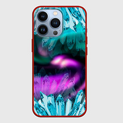 Чехол для iPhone 13 Pro Кристаллы и северное сияние, цвет: 3D-красный