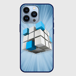 Чехол для iPhone 13 Pro Трёхцветный кубик Рубика, цвет: 3D-тёмно-синий