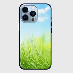 Чехол для iPhone 13 Pro Зелень и небо, цвет: 3D-тёмно-синий