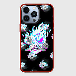Чехол iPhone 13 Pro Cyberpunk 2077 neon samurai glitch art colors