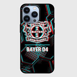 Чехол iPhone 13 Pro Bayer 04 FC в стиле glitch на темном фоне