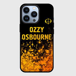 Чехол для iPhone 13 Pro Ozzy Osbourne - gold gradient: символ сверху, цвет: 3D-черный