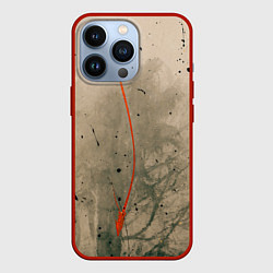 Чехол для iPhone 13 Pro Тёмное дерево, туман и краски, цвет: 3D-красный