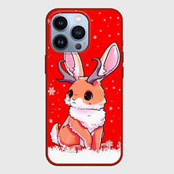 Чехол для iPhone 13 Pro Кролик олень - кролик с рожками, цвет: 3D-красный