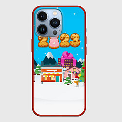 Чехол для iPhone 13 Pro Новогодний городок 2023, цвет: 3D-красный