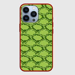 Чехол для iPhone 13 Pro Милитари змеиная кожа одноцветная, цвет: 3D-красный