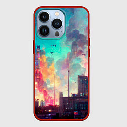 Чехол для iPhone 13 Pro Разъяренный город, цвет: 3D-красный