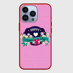 Чехол для iPhone 13 Pro Happy Mothers Day - эмблема, цвет: 3D-красный