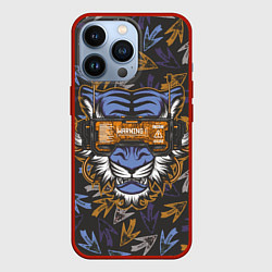 Чехол для iPhone 13 Pro Тигр в киберочках, цвет: 3D-красный