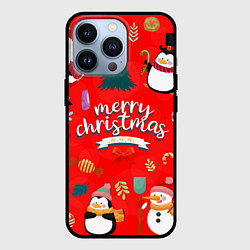 Чехол для iPhone 13 Pro Merry christmas art, цвет: 3D-черный