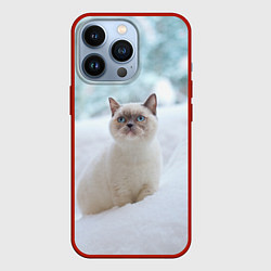 Чехол для iPhone 13 Pro Милая кошечка встречает свой Новый Год, цвет: 3D-красный