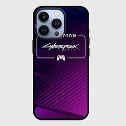 Чехол для iPhone 13 Pro Cyberpunk 2077 gaming champion: рамка с лого и джо, цвет: 3D-черный