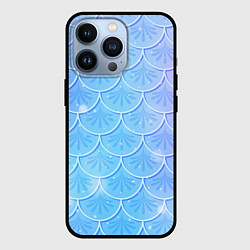 Чехол iPhone 13 Pro Голубая чешуя русалки - паттерн