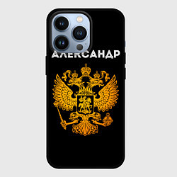 Чехол для iPhone 13 Pro Александр и зологой герб РФ, цвет: 3D-черный