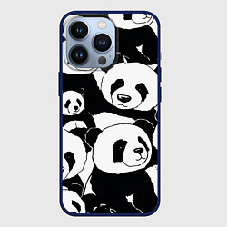 Чехол для iPhone 13 Pro С пандами паттерн, цвет: 3D-тёмно-синий