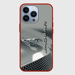 Чехол для iPhone 13 Pro Jaguar - капот - эмблема, цвет: 3D-красный