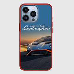 Чехол для iPhone 13 Pro Lamborghini Huracan STO - car racing, цвет: 3D-красный