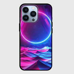 Чехол для iPhone 13 Pro Круг и разноцветные кристаллы - vaporwave, цвет: 3D-черный