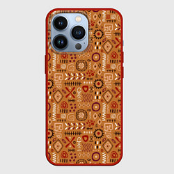 Чехол для iPhone 13 Pro Этнический рисунок с костями, цвет: 3D-красный