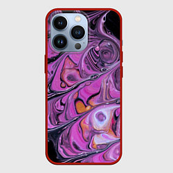 Чехол для iPhone 13 Pro Фиолетовые краски и камни, цвет: 3D-красный