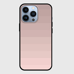 Чехол для iPhone 13 Pro Монохромный полосатый розовато-бежевый, цвет: 3D-черный