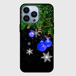 Чехол для iPhone 13 Pro Новогодние шарики, цвет: 3D-черный