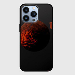 Чехол для iPhone 13 Pro Планета и кубы в тёмной абстракции, цвет: 3D-черный