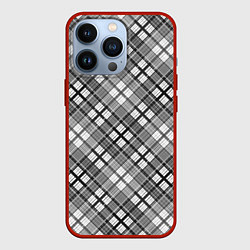 Чехол iPhone 13 Pro Черно белый узор в косую клетку