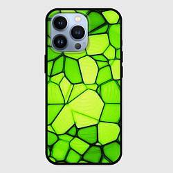 Чехол для iPhone 13 Pro Неоновые салатовые осколки, цвет: 3D-черный
