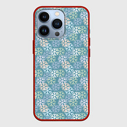 Чехол для iPhone 13 Pro Узор из разноцветных снежинок, цвет: 3D-красный
