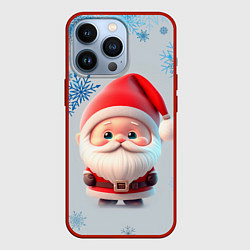 Чехол для iPhone 13 Pro Дед мороз и много снежинок, цвет: 3D-красный
