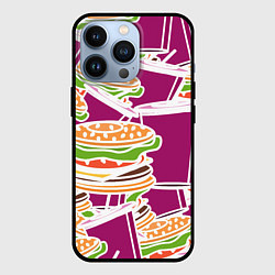 Чехол для iPhone 13 Pro Комбо фастфуд паттерн, цвет: 3D-черный
