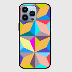 Чехол для iPhone 13 Pro Полностью разноцветный ромбический паттерн, цвет: 3D-черный