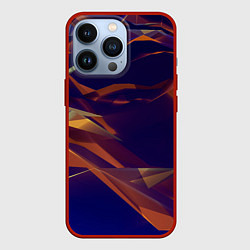Чехол для iPhone 13 Pro Бриллиантовые синие и оранжевые волны, цвет: 3D-красный