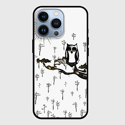 Чехол для iPhone 13 Pro Сова в снежном лесу, цвет: 3D-черный