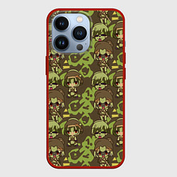 Чехол для iPhone 13 Pro Чиби аниме камуфляж, цвет: 3D-красный