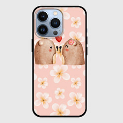 Чехол для iPhone 13 Pro Поцелуй мишек, цвет: 3D-черный